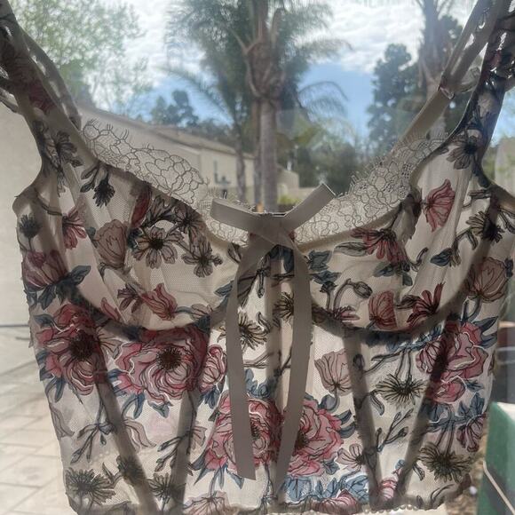 Victoria’s Secret Dream Angels Corset Multicolored Florals & White Lace Trim - Picture 8 of 9